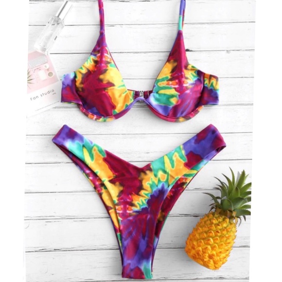 Other - High Rise cheeky Tie Dye Bikini Rainbow sexy